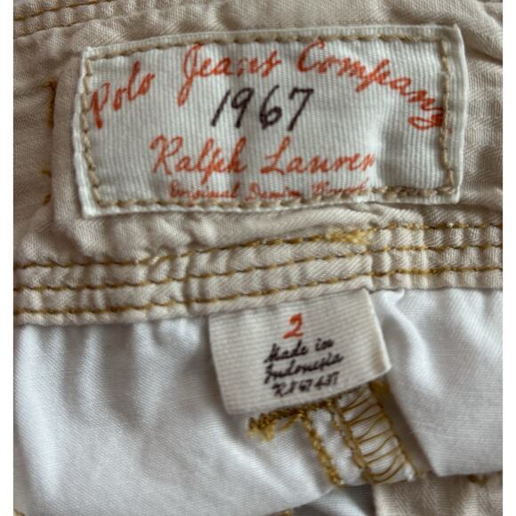 VTG Polo Jeans Co Cargo Skirt Sz 2 Cream Contrast Stitching Y2K Preppy Utility - Picture 6 of 6